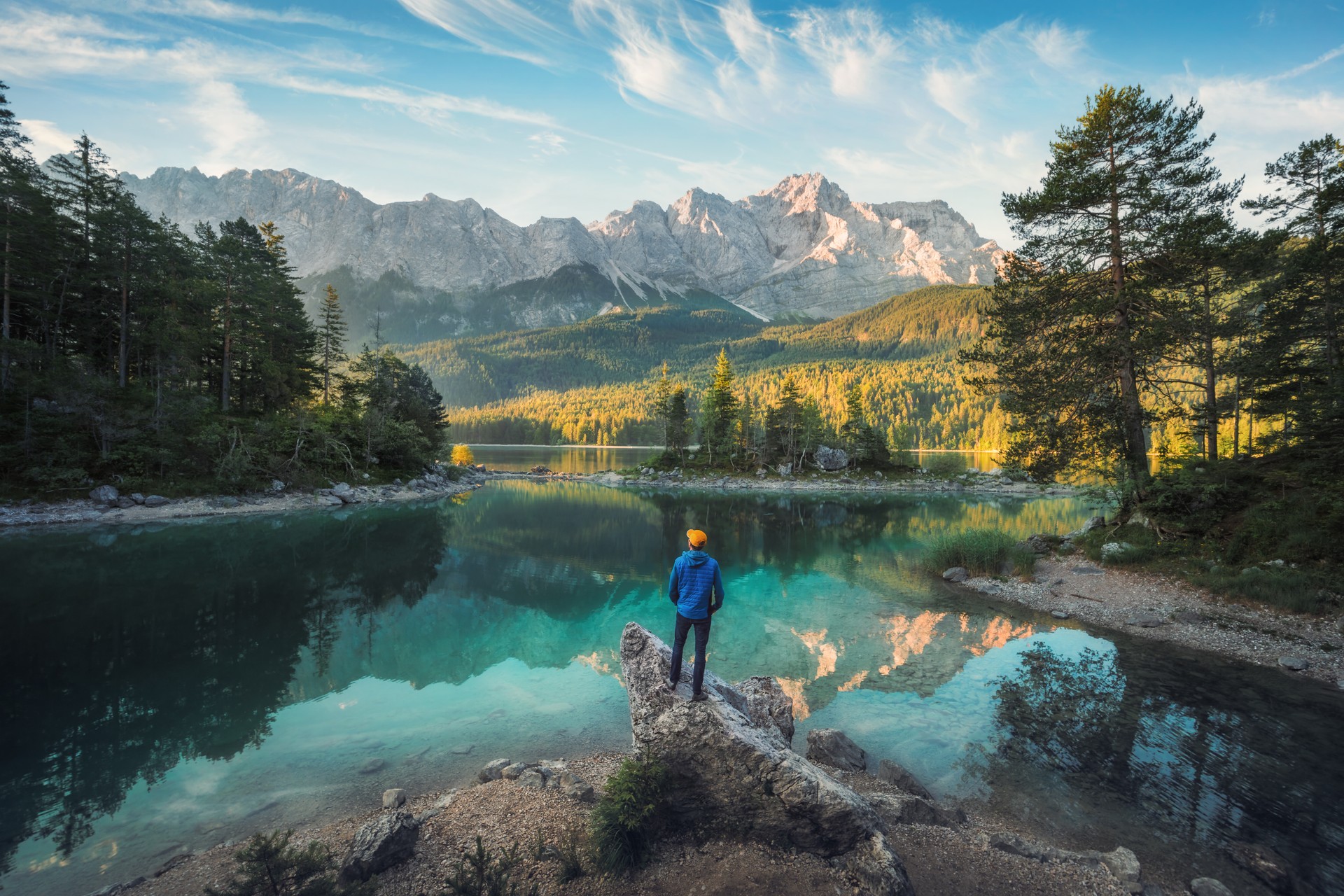 Amazing scenery at a mountain lake in the Bavarian Alps